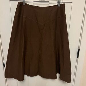 Eddie Bauer Chocolate Brown Linen Blend Midi Skirt Size 8 Petite Vintage